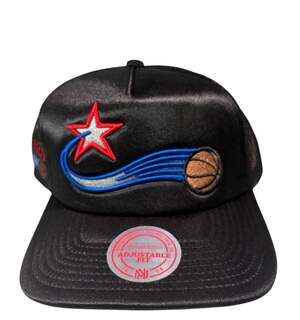 Philadelphia 76ers Mitchell & Ness Hardwood Classics Logo Remix Trucker Adjustab